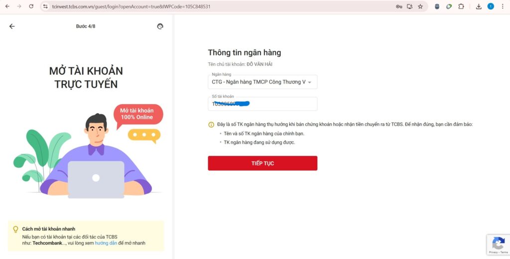 mở tài khoản chứng khoán TCBS và biểu phí 0 đồng