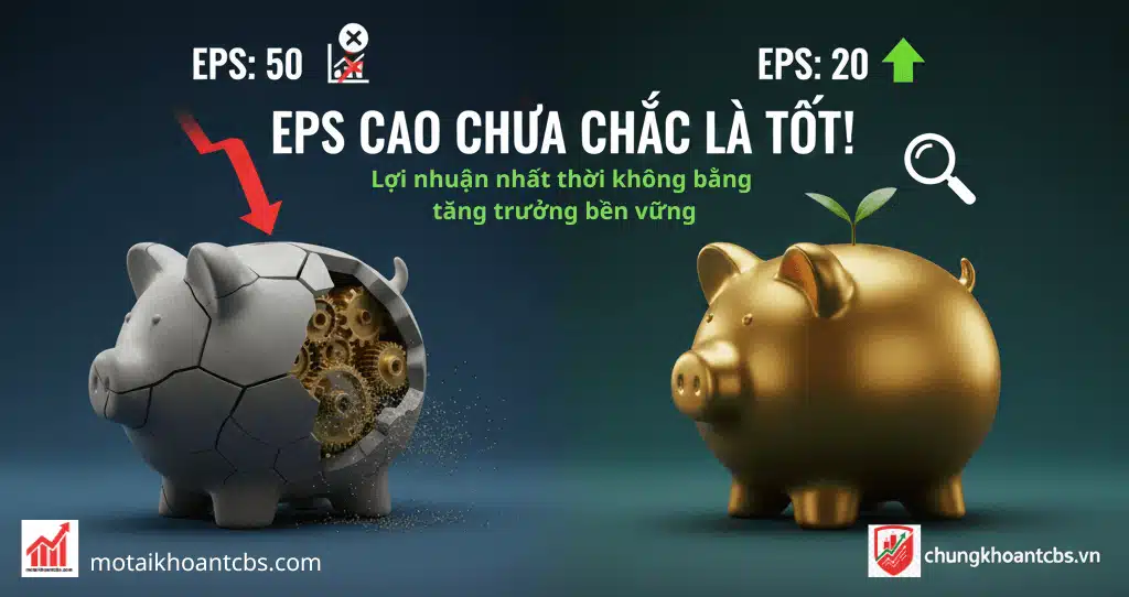 Chỉ số EPS là gì, EPS cao chưa chắc đã tốt, phân biệt lợi nhuận nhất thời và tăng trưởng bền vững trong chứng khoán